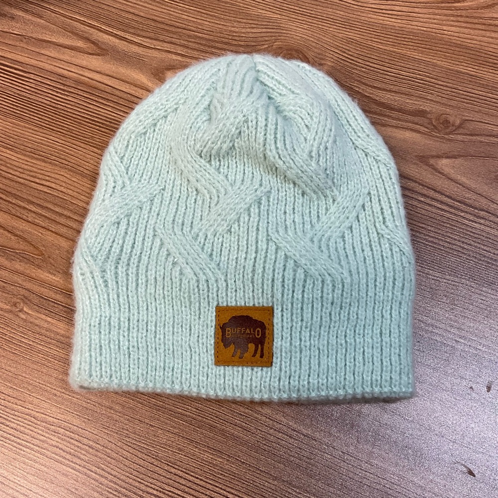 Buffalo Outdoors Mint Green Cable Knit Beanie Fleece Lined Winter Hat